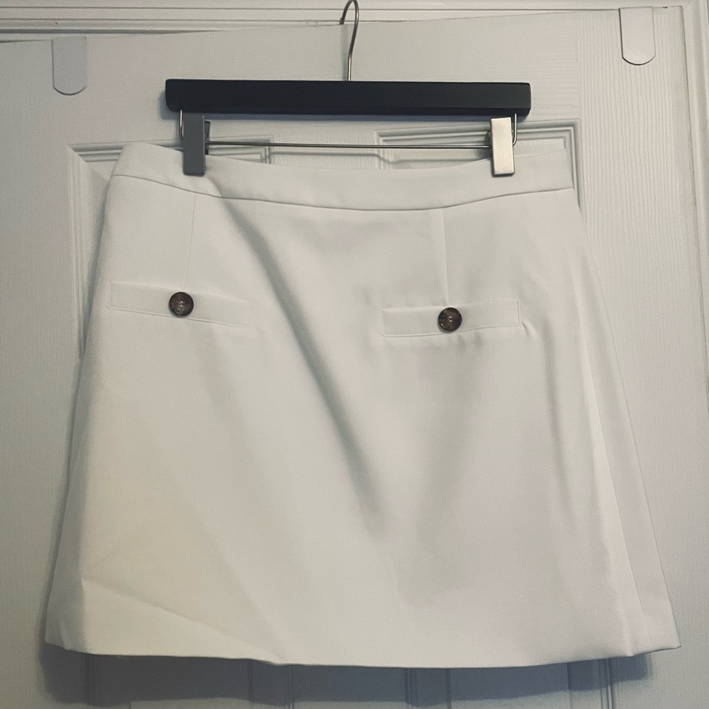 Bloomingdale's White Skirt with Button Accents